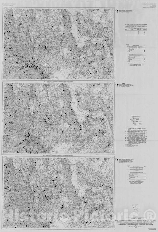 Map : Maps showing distribution of molybdenum, tin, boron, tungsten, and gold in samples of minus-60-mesh (0.25-mm) stream sediment and(, 1988 Cartography Wall Art :