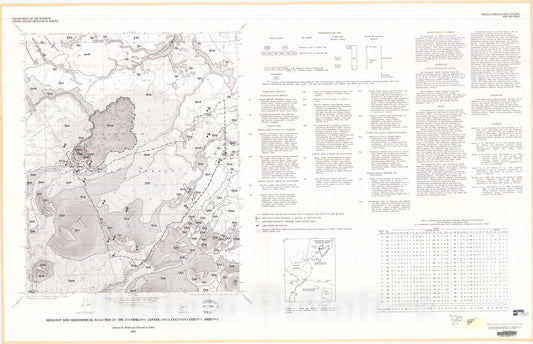 Map : Geologic and geochemical analysis of the Strawberry Crater area, Coconino County, Arizona, 1982 Cartography Wall Art :