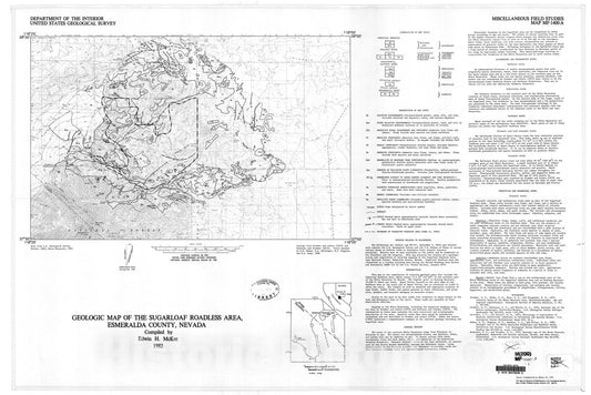 Map : Geologic map of the Sugarloaf Roadless Area, Esmeralda County, Nevada, 1982 Cartography Wall Art :