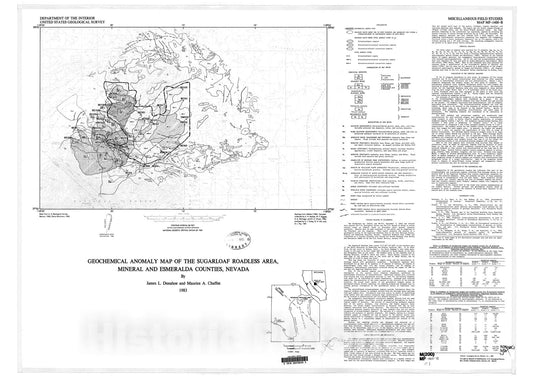 Map : Geochemical anomaly map, Sugarloaf Roadless Area, Mineral and Esmeralda Counties, Nevada, 1983 Cartography Wall Art :