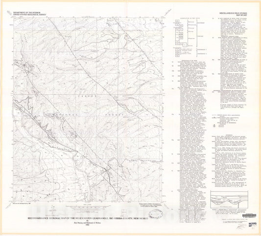 Map : Reconnaissance geologic map of the Mule Canyon quadrangle, Rio Arriba County, New Mexico, 1982 Cartography Wall Art :