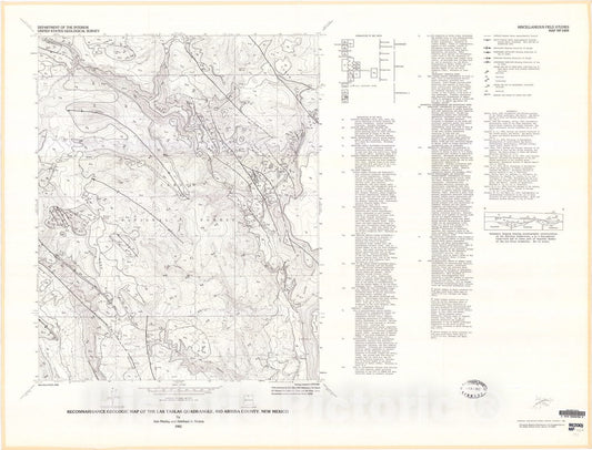 Map : Reconnaissance geologic map of the Las Tablas quadrangle, Rio Arriba County, New Mexico, 1982 Cartography Wall Art :