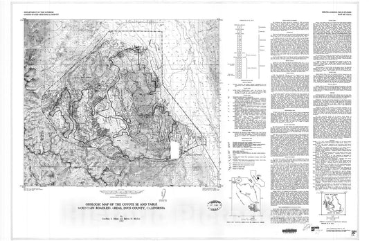 Map : Geologic map of the Coyote SE and Table Mountain Roadless Areas, Inyo County, California, 1982 Cartography Wall Art :