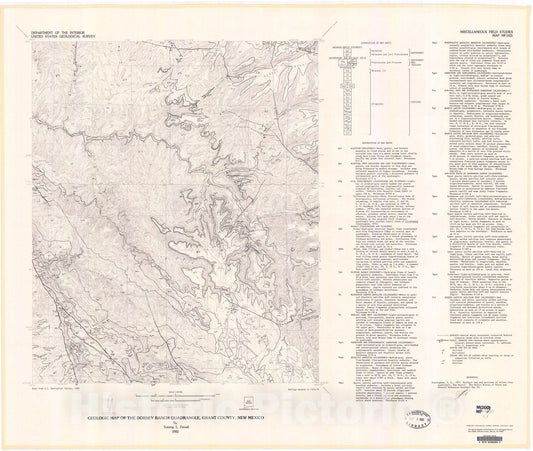 Map : Geologic map of the Dorsey Ranch quadrangle, Grant County, New Mexico, 1982 Cartography Wall Art :