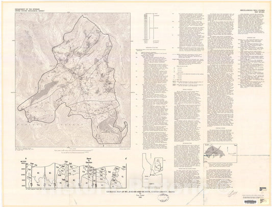 Map : Geologic map of the Mt. Jordan and vicinity, Custer County, Idaho, 1982 Cartography Wall Art :