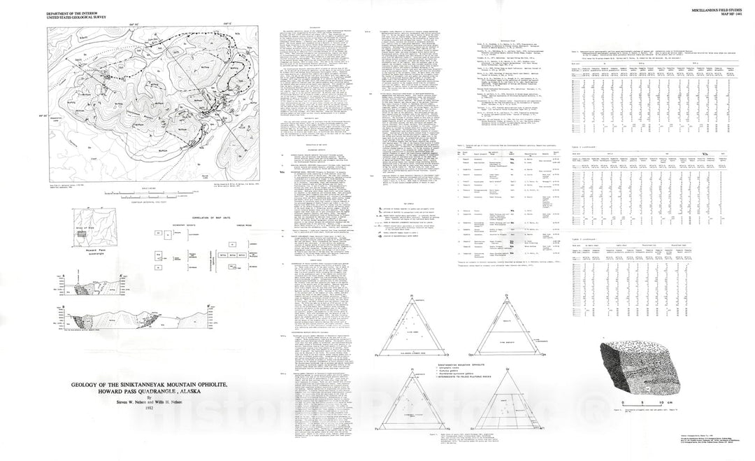Map : Geologic map of the Siniktanneyak ophiolite, Howard Pass quadrangle, Alaska, 1982 Cartography Wall Art :