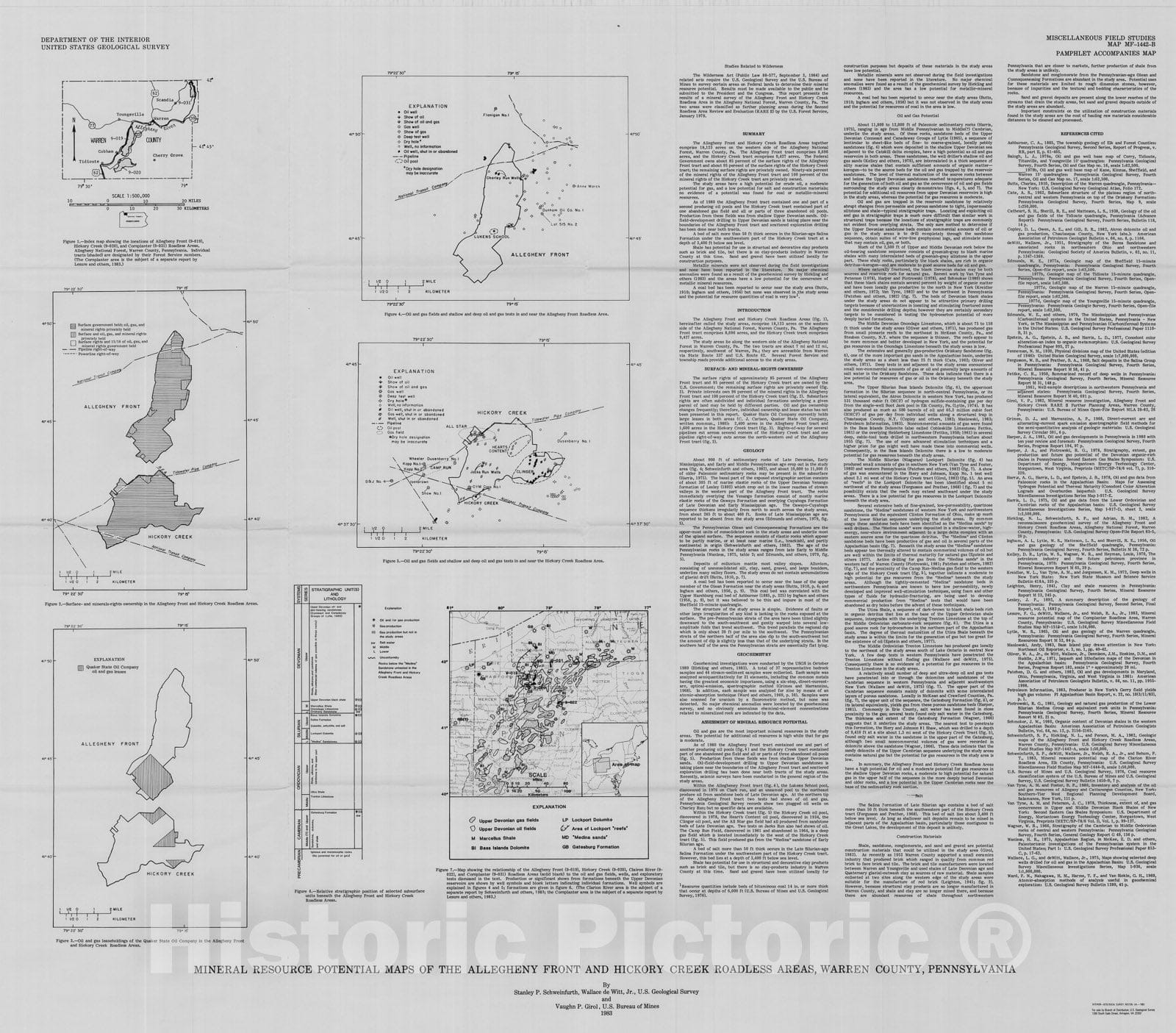 Map : Mineral resource potential maps of the Allegheny front and Hickory Creek areas, Warren County, Pennsylvania, 1983 Cartography Wall Art :