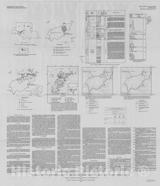 Map : Mineral potential map of the Clarion River Roadless Area, Elk County, Pennsylvania, 1983 Cartography Wall Art :