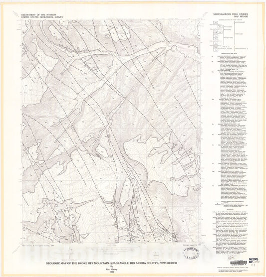 Map : Geologic map of the Broke Off Mountain quadrangle, Rio Arriba County, New Mexico, 1982 Cartography Wall Art :