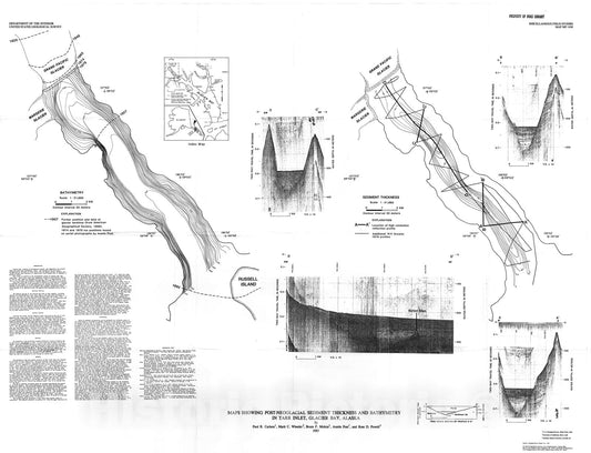 Map : Maps showing post-neoglacial sediment thickness and bathymetry in Tarr Inlet, Glacier Bay, Alaska, 1983 Cartography Wall Art :