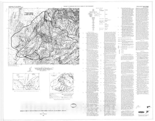 Map : Geologic map of the Muddy Mountains Wilderness Study Area, Clark County, Nevada, 1982 Cartography Wall Art :