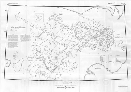 Map : Free-air gravity map, Norton Basin, Alaska, 1982 Cartography Wall Art :