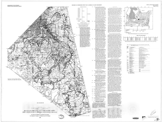 Map : Geologic and geophysical maps of the Great Rift Instant Study Area, Blaine, Butte, Minidoka, and Power Counties, Idaho, 1983 Cartography Wall Art :