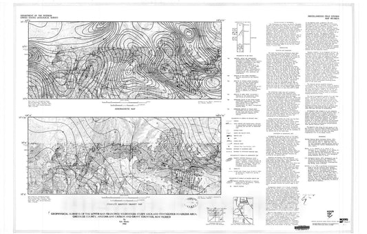 Map : Geophysical surveys of the Lower San Francisco Wilderness and contiguous roadless area, Greenlee County, Arizona and Catron, 1982 Cartography Wall Art :