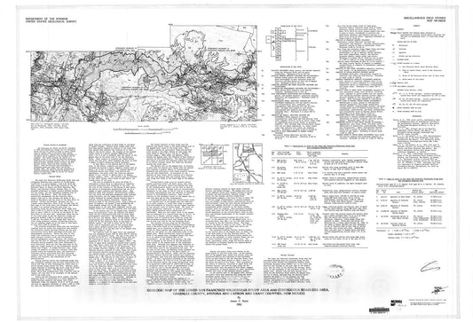 Map : Geologic map of the Lower San Francisco Wilderness and contiguous roadless area, Greenlee County, Arizona and Catron and New Mexico, 1982 Cartography Wall Art :