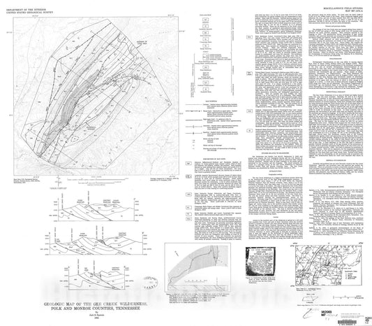 Map : Geologic map of the Gee Creek Wilderness, Polk and Monroe Counties, Tennessee, 1983 Cartography Wall Art :
