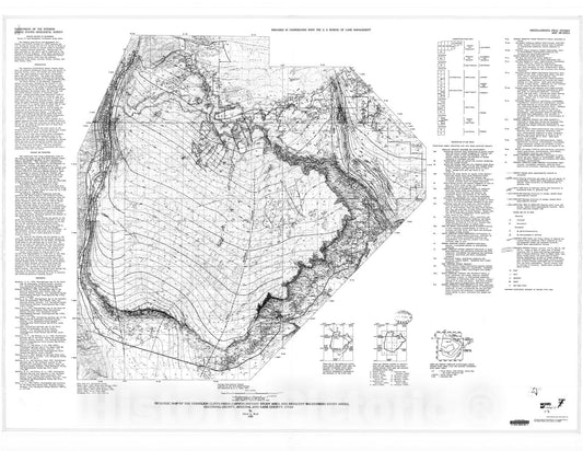 Map : Geologic map of the Vermilion Cliffs-Paria Canyon Instant and adjacent wilderness study areas, Coconino County, Arizona, 1983 Cartography Wall Art :