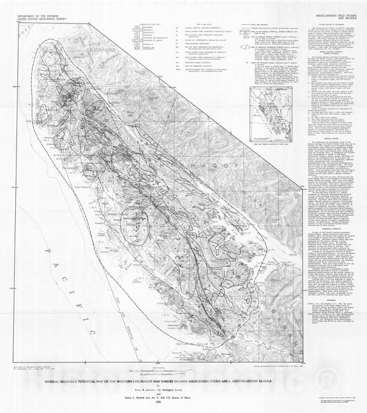 Map : Mineral resource potential map of the western Chichagof and Yakobi Islands Wilderness Study Area, southeastern Alaska, 1982 Cartography Wall Art :