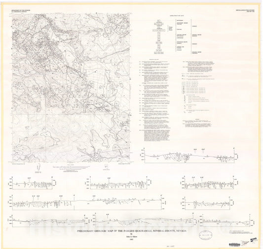 Map : Preliminary geologic map of the Pamlico quadrangle, Mineral County, Nevada, 1985 Cartography Wall Art :