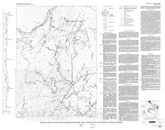 Map : Geologic map of the Chattahoochee Roadless Area, Towns, Union, and White Counties, Georgia, 1983 Cartography Wall Art :