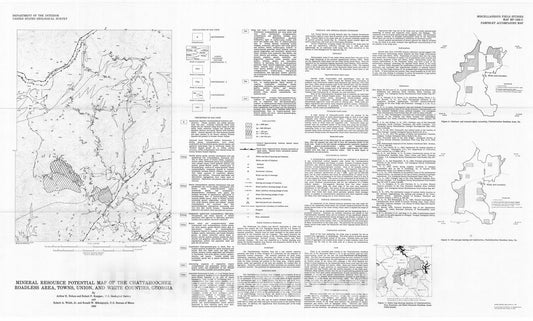 Map : Mineral resource potential map of the Chattahoochee Roadless Area, Towns, Union, and White Counties, Georgia, 1983 Cartography Wall Art :