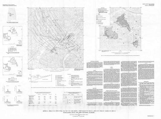 Map : Mineral resource potential map of the Big Sandy, West Elliotts Creek, and Reed Brake Roadless Areas, Tuscaloosa, Hall, and Bibb Counties, Alabama, 1983 Cartography Wall Art :