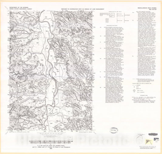 Map : Photogeologic and reconnaissance geologic map of the Locate quadrangle, Custer County, Montana, 1983 Cartography Wall Art :