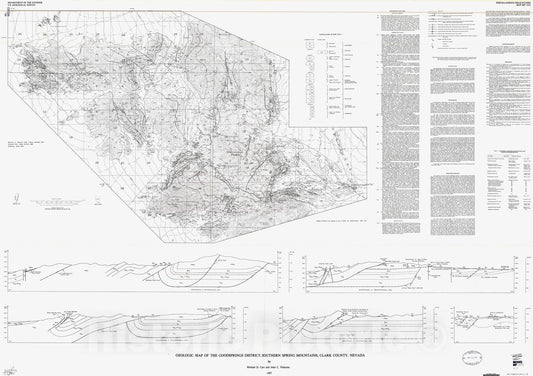 Map : Geologic map of the Goodsprings district, southern Spring Mountains, Clark County, Nevada, 1987 Cartography Wall Art :