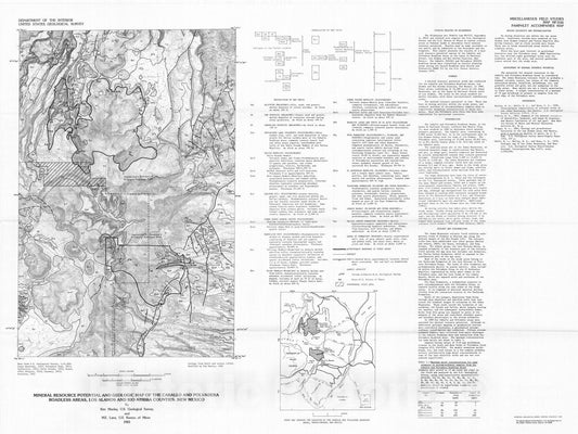 Map : Mineral resource potential map of the Caballo and Polvadera Roadless Areas, Los Alamos and Rio Arriba Counties, New Mexico, 1983 Cartography Wall Art :