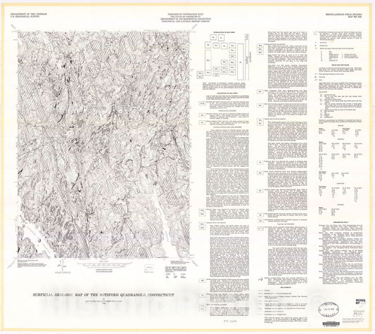 Map : Surficial geologic map of the Botsford quadrangle, Connecticut, 1985 Cartography Wall Art :