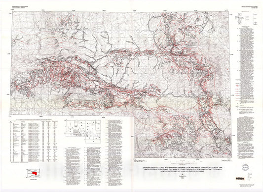 Map : Generalized geologic map showing distribution and basal configuration of the Browns Park Formation and Bishop Conglomerate in nort, 1985 Cartography Wall Art :