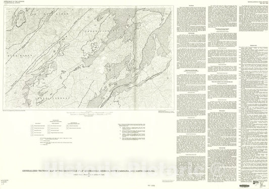 Map : Generalized tectonic map of the Greenville one degree x two degrees quadrangle, Georgia, South Carolina, and North Carolina, one987 Cartography Wall Art :