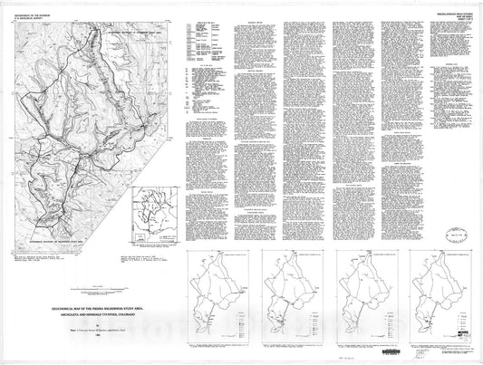 Map : Geochemical map of the Piedra Wilderness Study Area, Archuleta and Hinsdale Counties, Colorado, 1985 Cartography Wall Art :