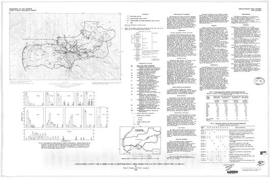 Map : Geochemical map of the Spanish Peaks Wilderness Study Area, Huerfano and Las Animas Counties, Colorado, 1983 Cartography Wall Art :