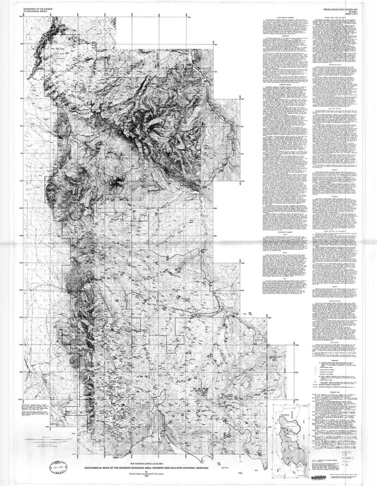 Map : Geochemical maps of the Madison Roadless Area, Gallatin and Madison Counties, Montana, 1988 Cartography Wall Art :