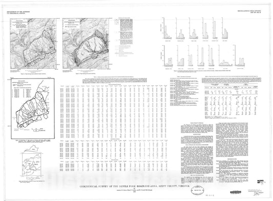 Map : Geochemical survey of the Devils Fork Roadless Area, Scott County, Virginia, 1985 Cartography Wall Art :