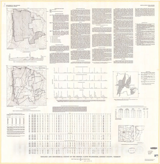 Map : Geologic and geochemical survey of the Bristol Cliffs Wilderness, Addison County, Vermont, 1988 Cartography Wall Art :