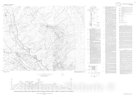 Map : Geologic map of Electric Peak and southwestern part of Beckwith Mountain quadrangles, Custer and Saguache Counties, Colorado, 1985 Cartography Wall Art :