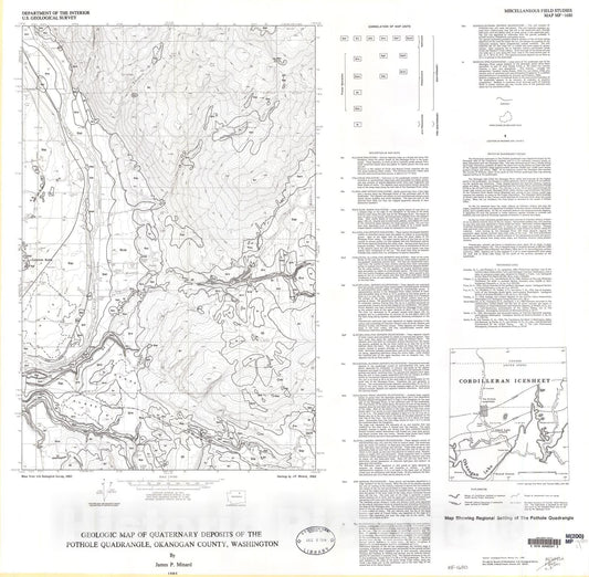 Map : Geologic map of Quaternary deposits of the Pothole quadrangle, Okanogan County, Washington, 1985 Cartography Wall Art :