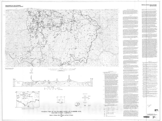 Map : Geologic map of the Condrey Mountain Roadless Area, Siskiyou County, California, 1983 Cartography Wall Art :