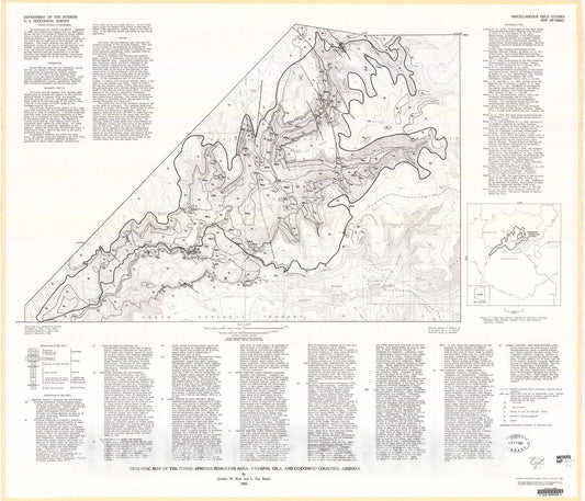 Map : Geologic map of the Fossil Springs Roadless Area, Yavapai, Gila, and Coconino Counties, Arizona, 1984 Cartography Wall Art :