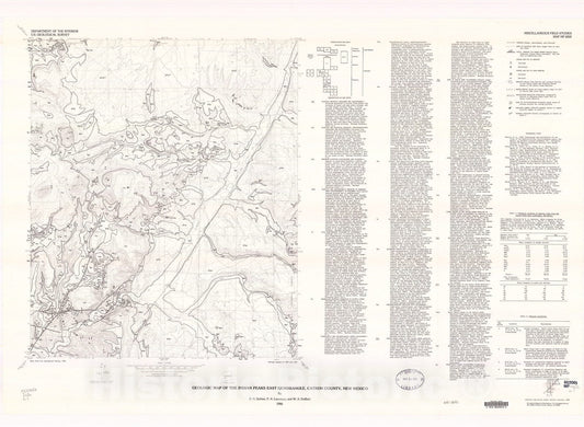 Map : Geologic map of the Indian Peaks East quadrangle, Catron County, New Mexico, 1986 Cartography Wall Art :