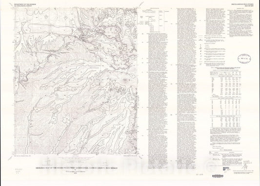 Map : Geologic map of the Indian Peaks West quadrangle, Catron County, New Mexico, 1986 Cartography Wall Art :