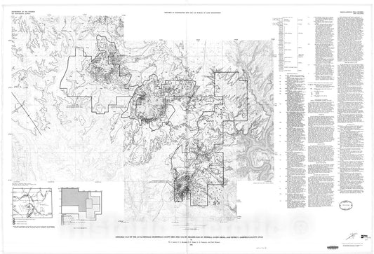 Map : Geologic map of the Little Rockies Wilderness Study Area and the Mt. Hillers and Mt. Pennell Study Areas, and vicinity, Garfield County, Utah, 1985 Cartography Wall Art :