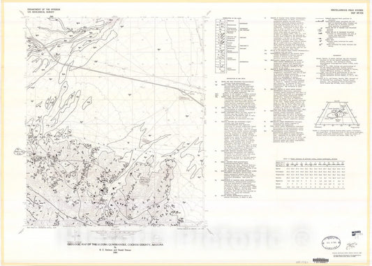 Map : Geologic map of the Luzena quadrangle, Cochise County, Arizona, 1984 Cartography Wall Art :
