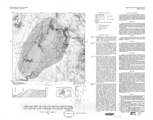 Map : Geologic map of the Lye Brook Wilderness, Bennington and Windham Counties, Vermont, 1984 Cartography Wall Art :