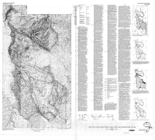 Map : Geologic map of the Madison Roadless Area, Gallatin and Madison Counties, Montana, 1985 Cartography Wall Art :