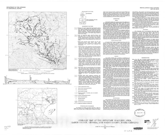 Map : Geologic map of the Overflow Roadless Area, Rabun County, Georgia, and Macon County, North Carolina, 1983 Cartography Wall Art :