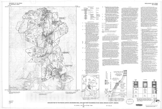 Map : Geologic map of the Pigeon Canyon, Nevershine Mesa, and Snap Point Wilderness Study Areas, Mohave County, Arizona, 1986 Cartography Wall Art :