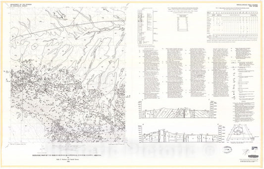 Map : Geologic map of the Railroad Pass quadrangle, Cochise County, Arizona, 1984 Cartography Wall Art :